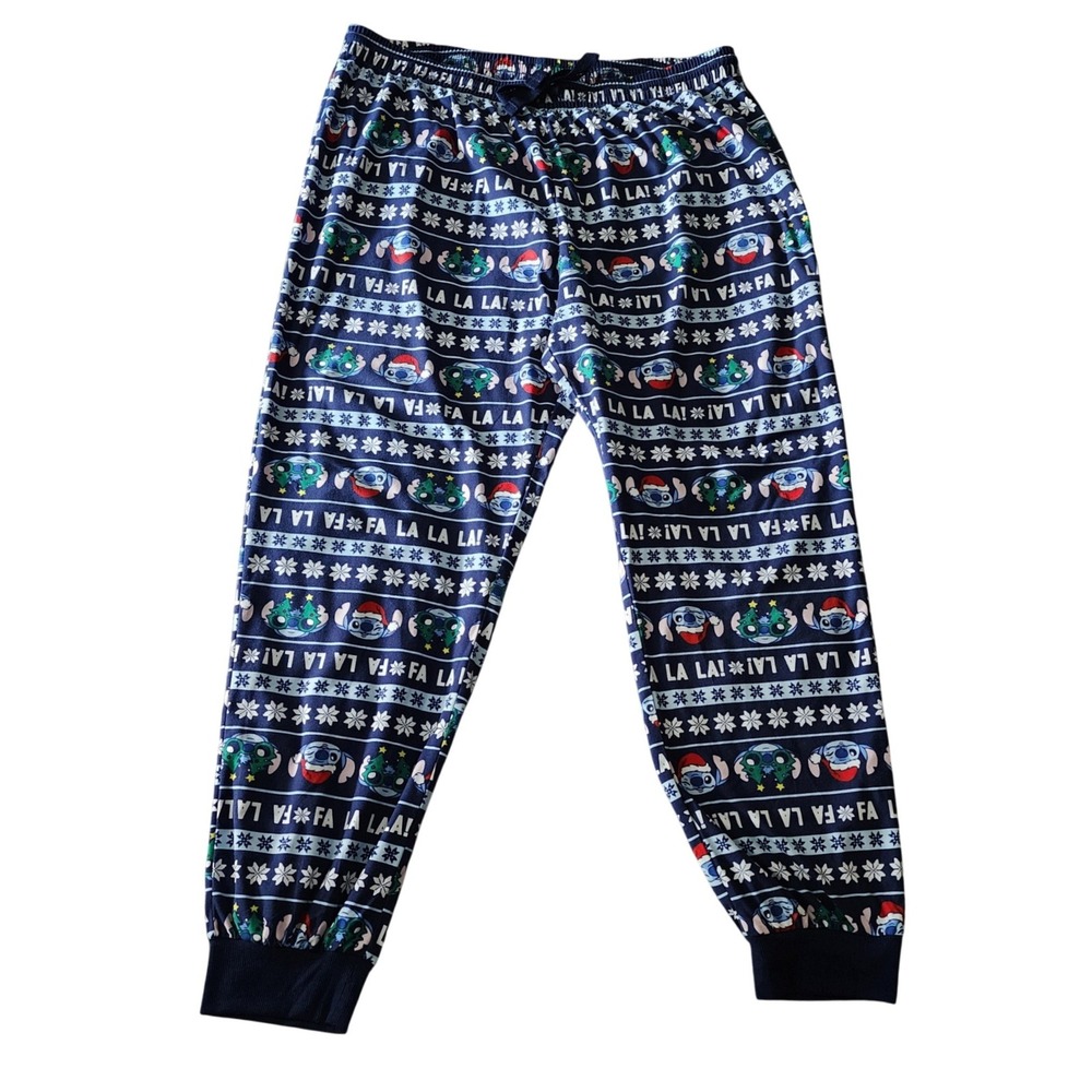 Primark Disney Stitch Pajama Pants Mens 2XL Blue Fair Isle Joggers Modern